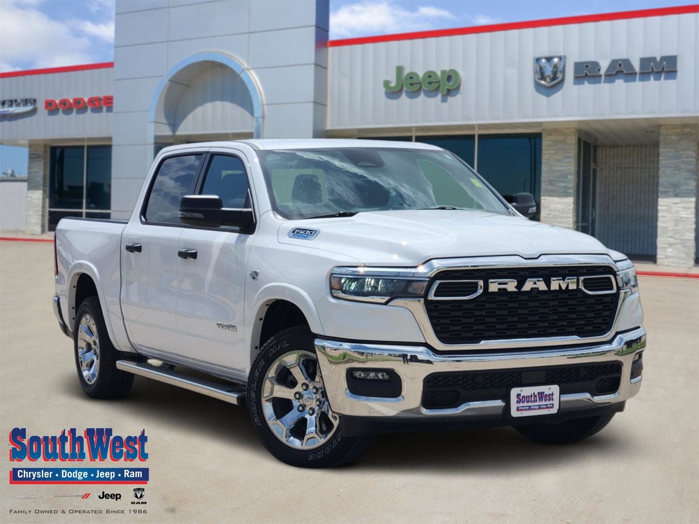 2026 RAM Ram 1500 Big Horn/Lone Star in Bright White Clearcoat — front three-quarter view