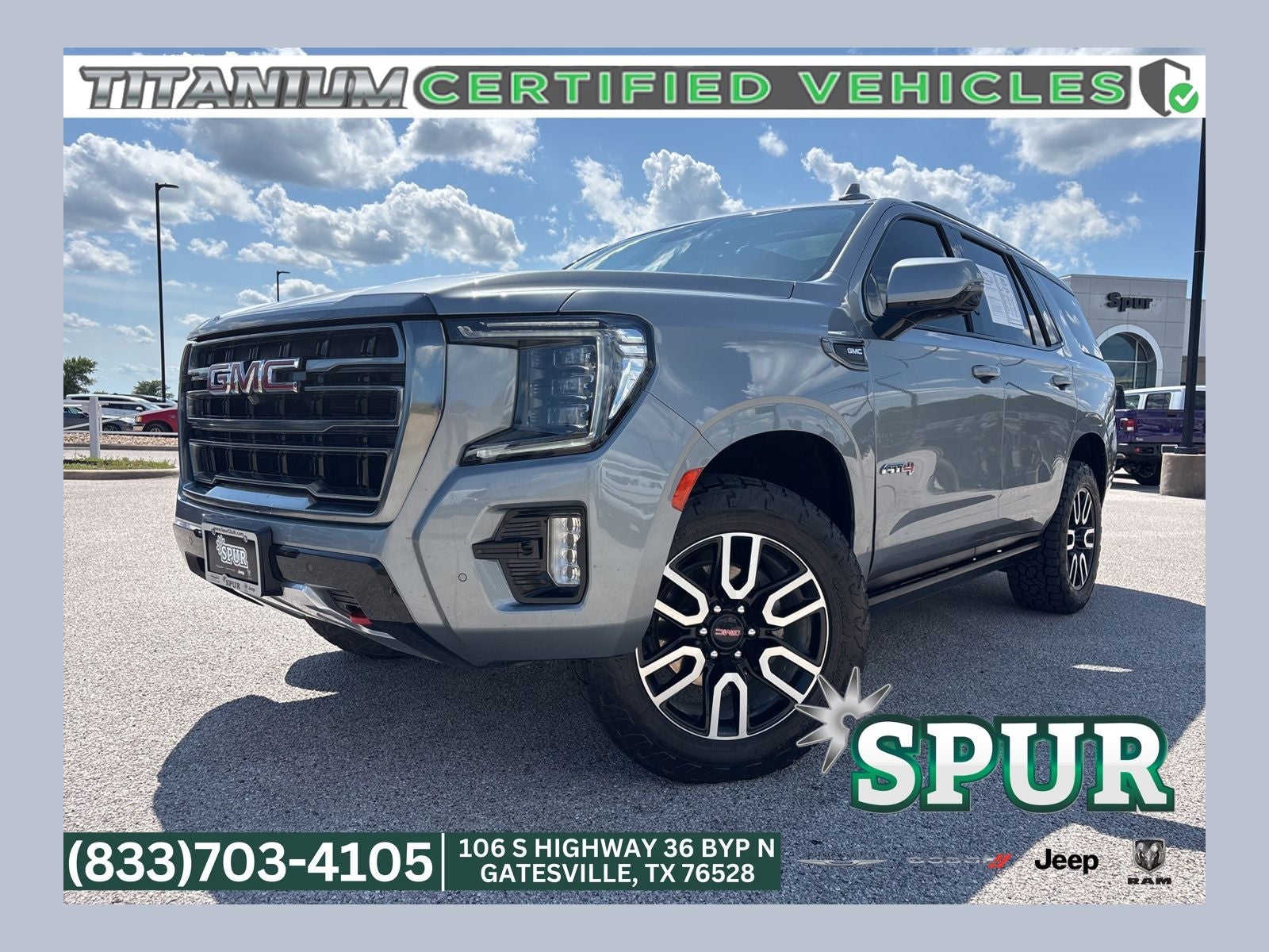 2024 GMC Yukon 4WD AT4 in Sterling Metallic — front three-quarter view