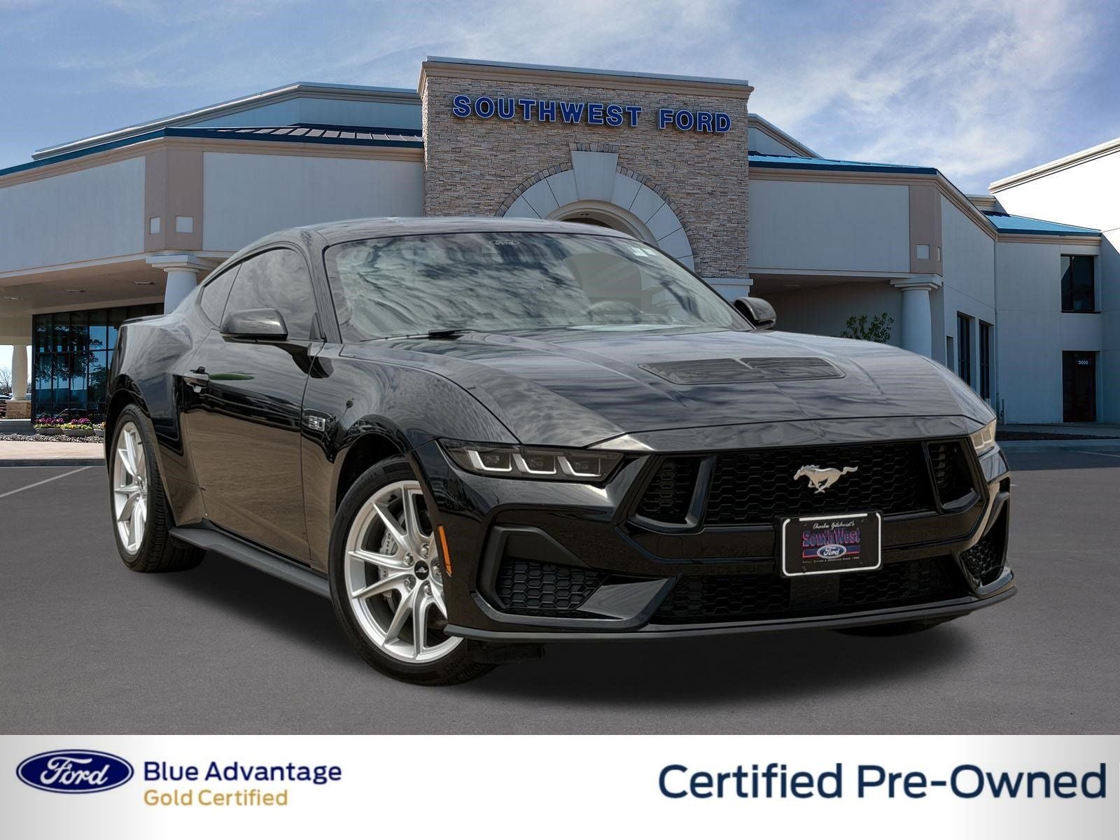 2024 Ford Mustang GT Premium in Shadow Black — front three-quarter view