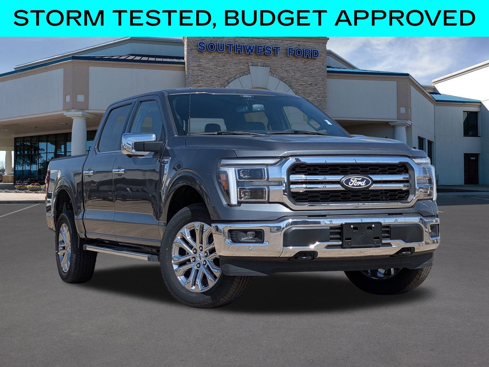 2025 Ford F-150 Lariat in Carbonized Gray Metallic — front three-quarter view