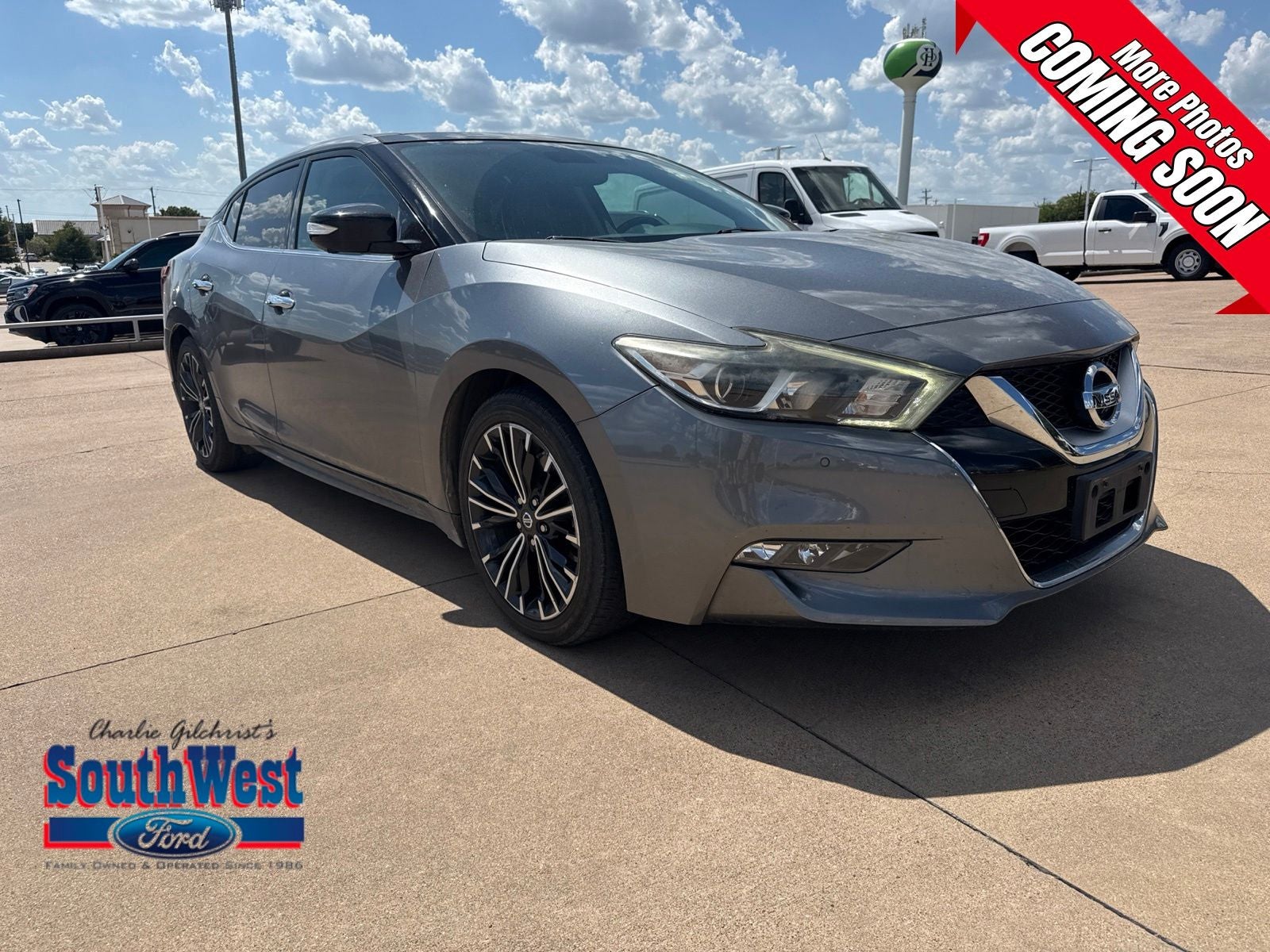 2016 Nissan Maxima Platinum in Gun Metallic — front three-quarter view