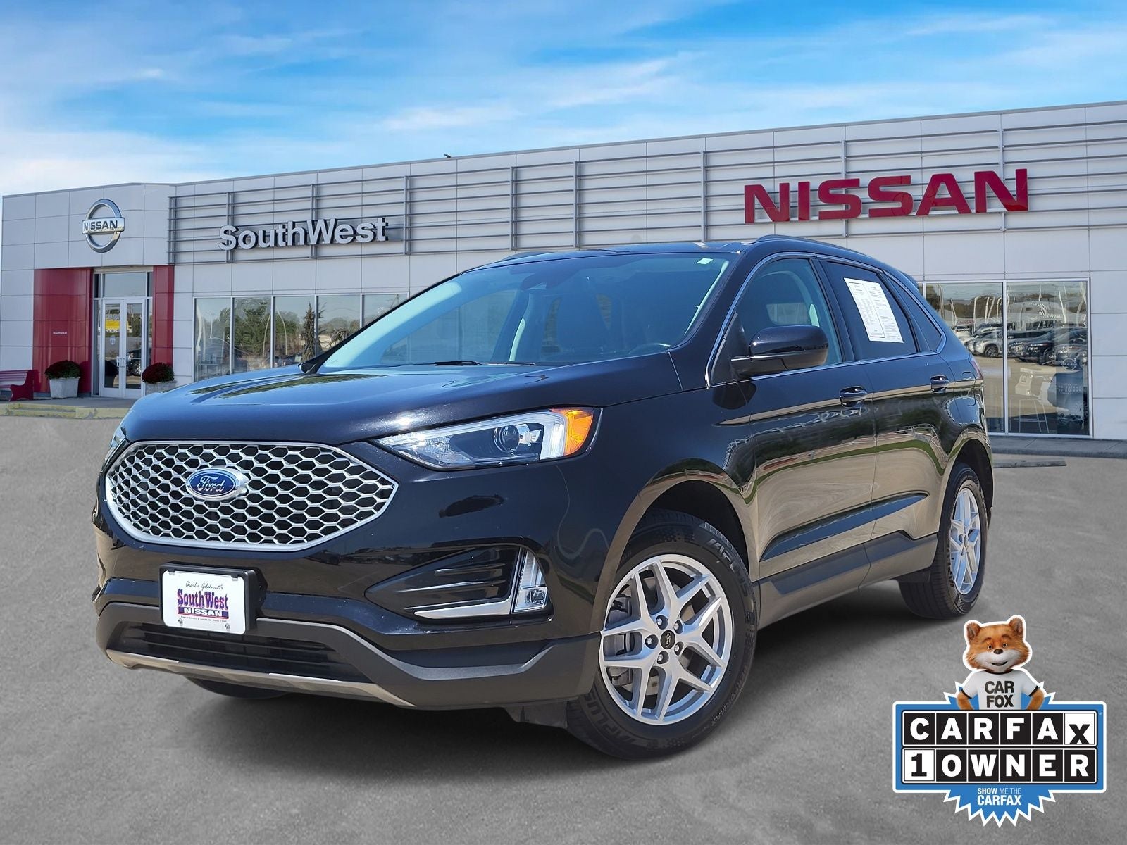 2023 Ford Edge SEL in Black Metallic — front three-quarter view