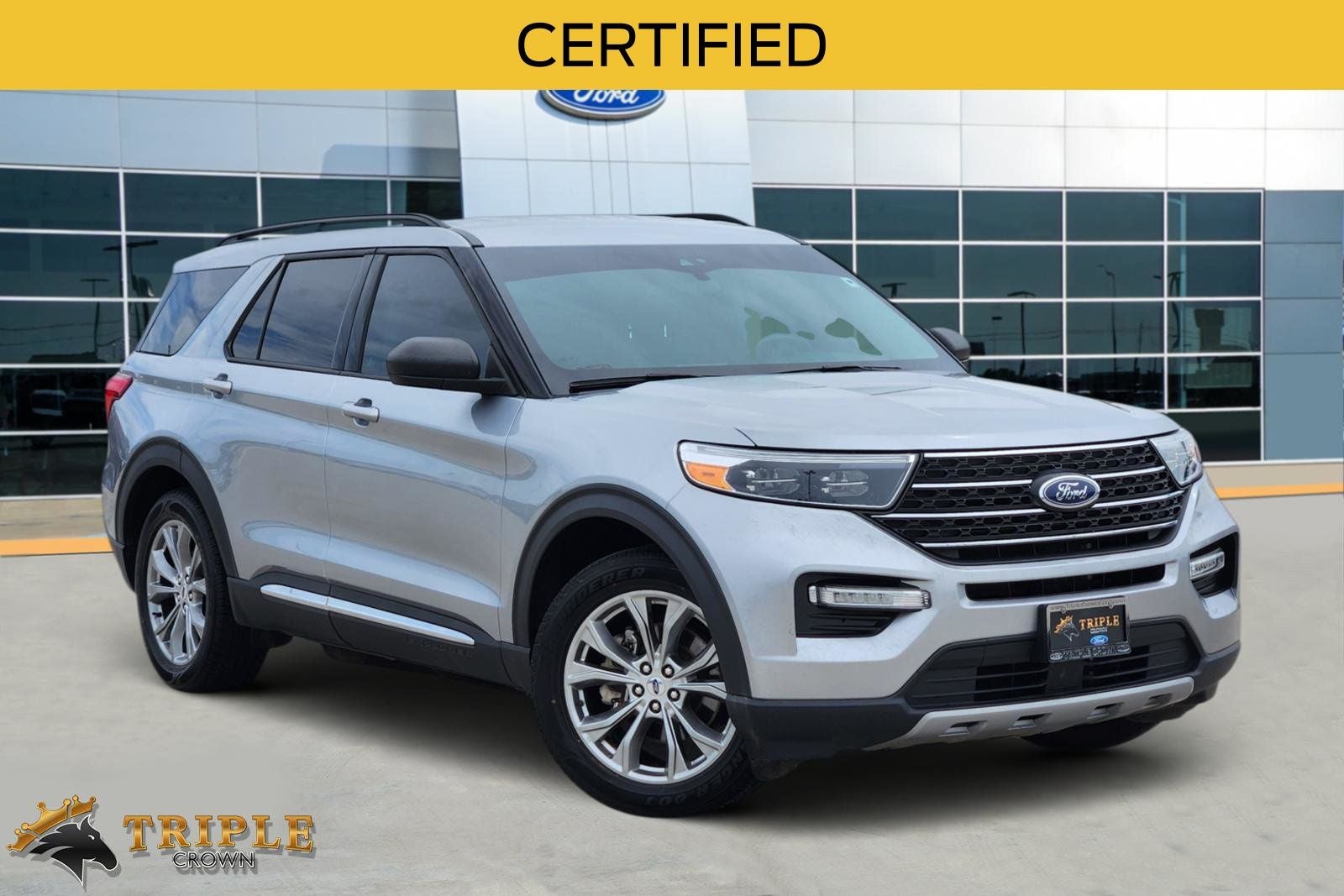 2023 Ford Explorer XLT in Silver Metallic — front three-quarter view