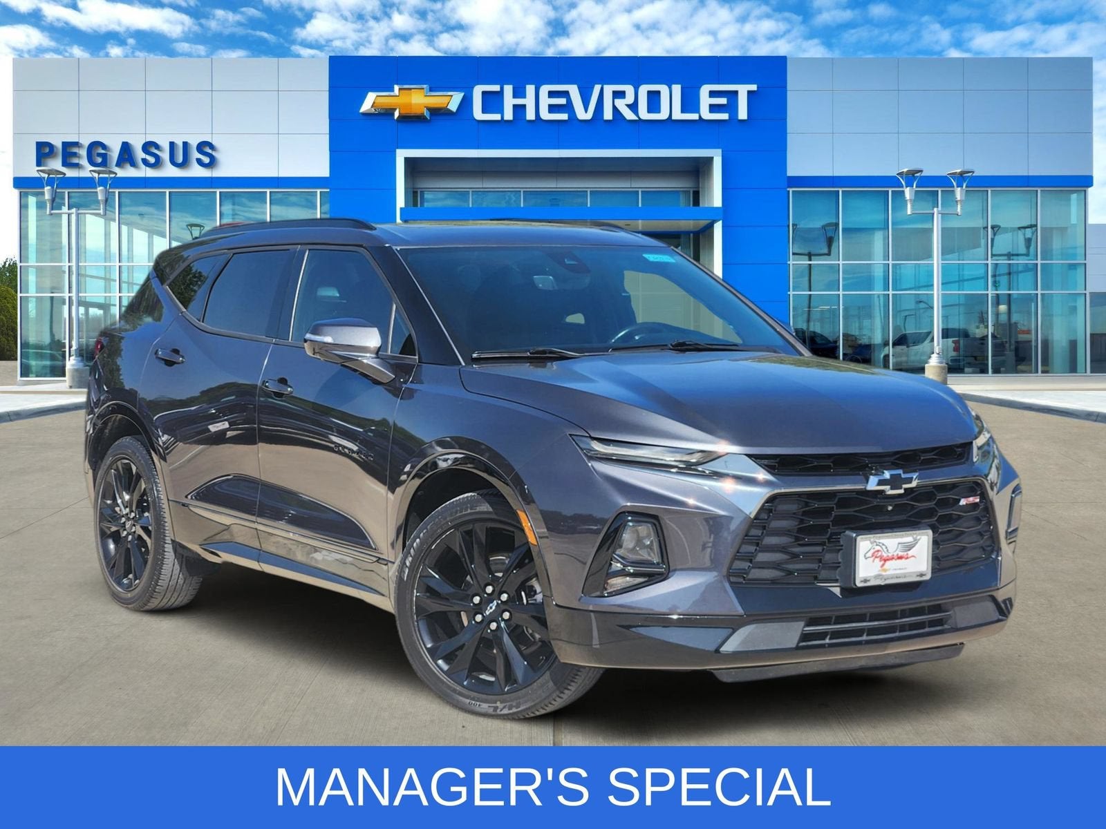 2021 Chevrolet Blazer RS in Iron Gray Metallic — front three-quarter view
