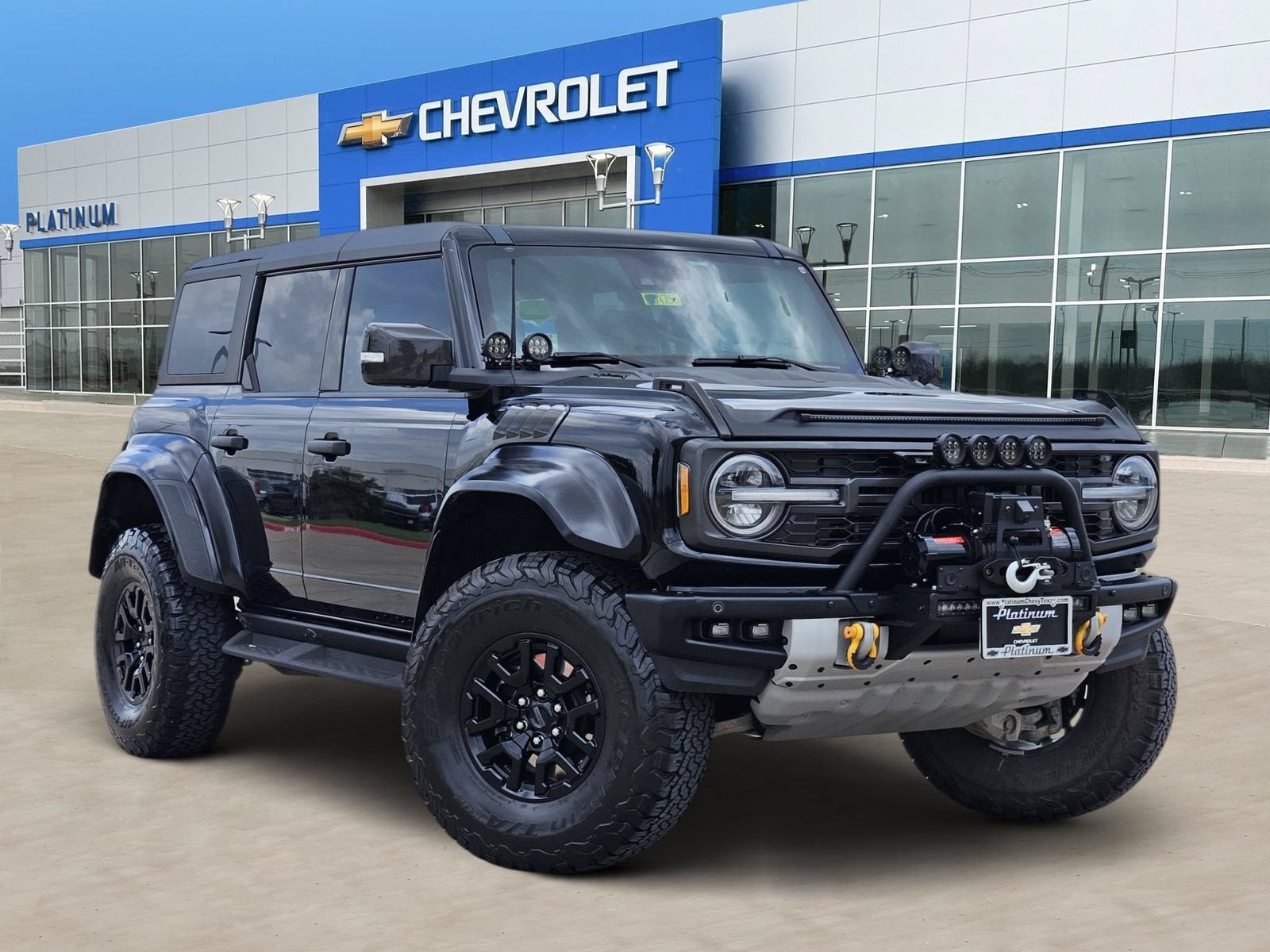 2023 Ford Bronco Raptor in Black — front three-quarter view