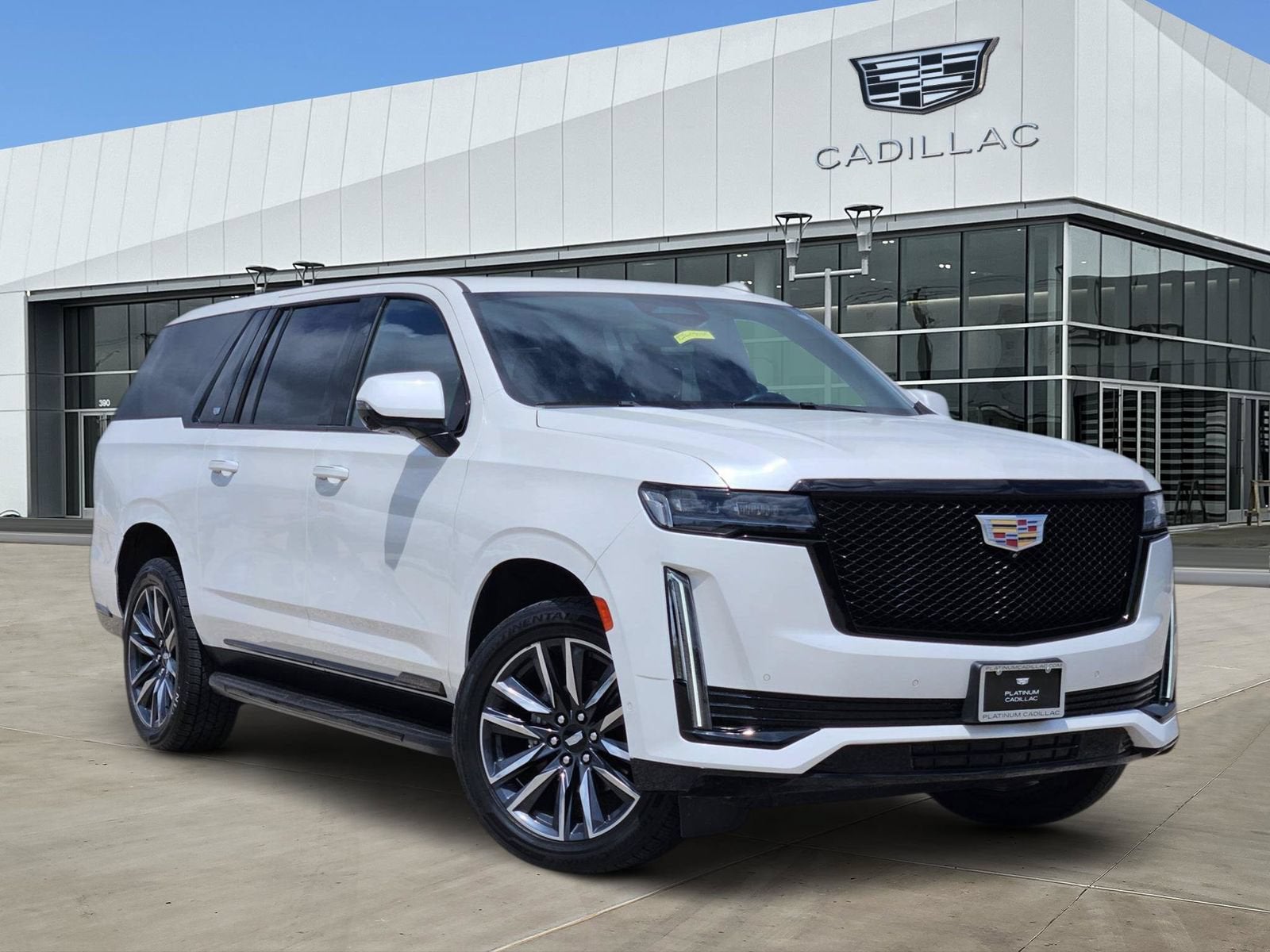 2023 Cadillac Escalade ESV Sport in Crystal White Tricoat — front three-quarter view