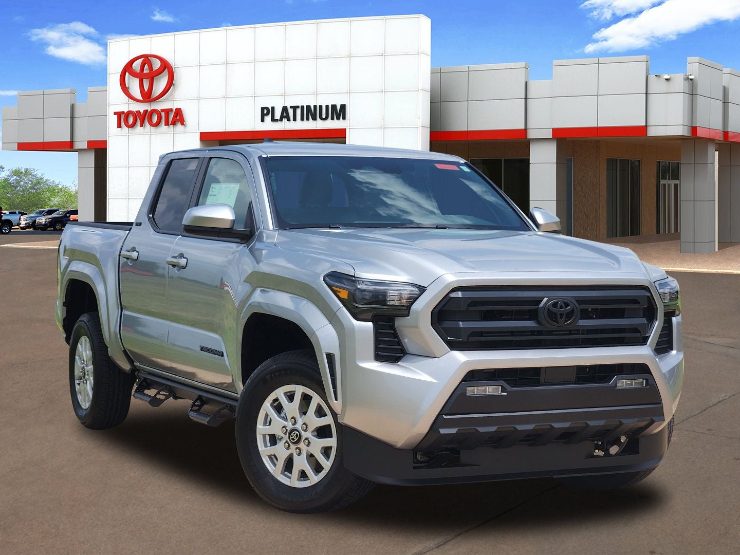 2026 Toyota Tacoma SR5 in Celestial Silver Metallic — front three-quarter view