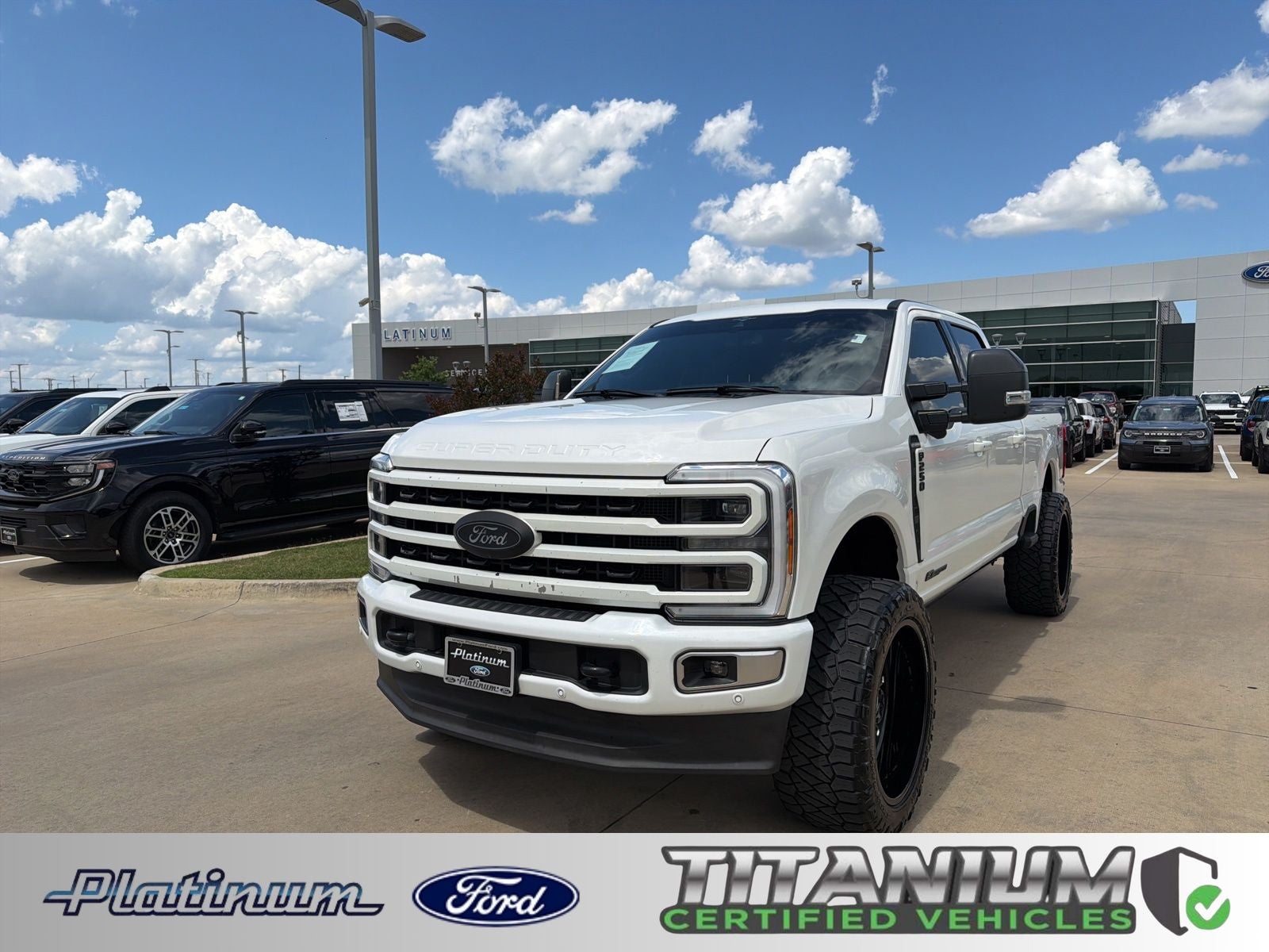 2023 Ford F-250SD Platinum in White Metallic — front three-quarter view