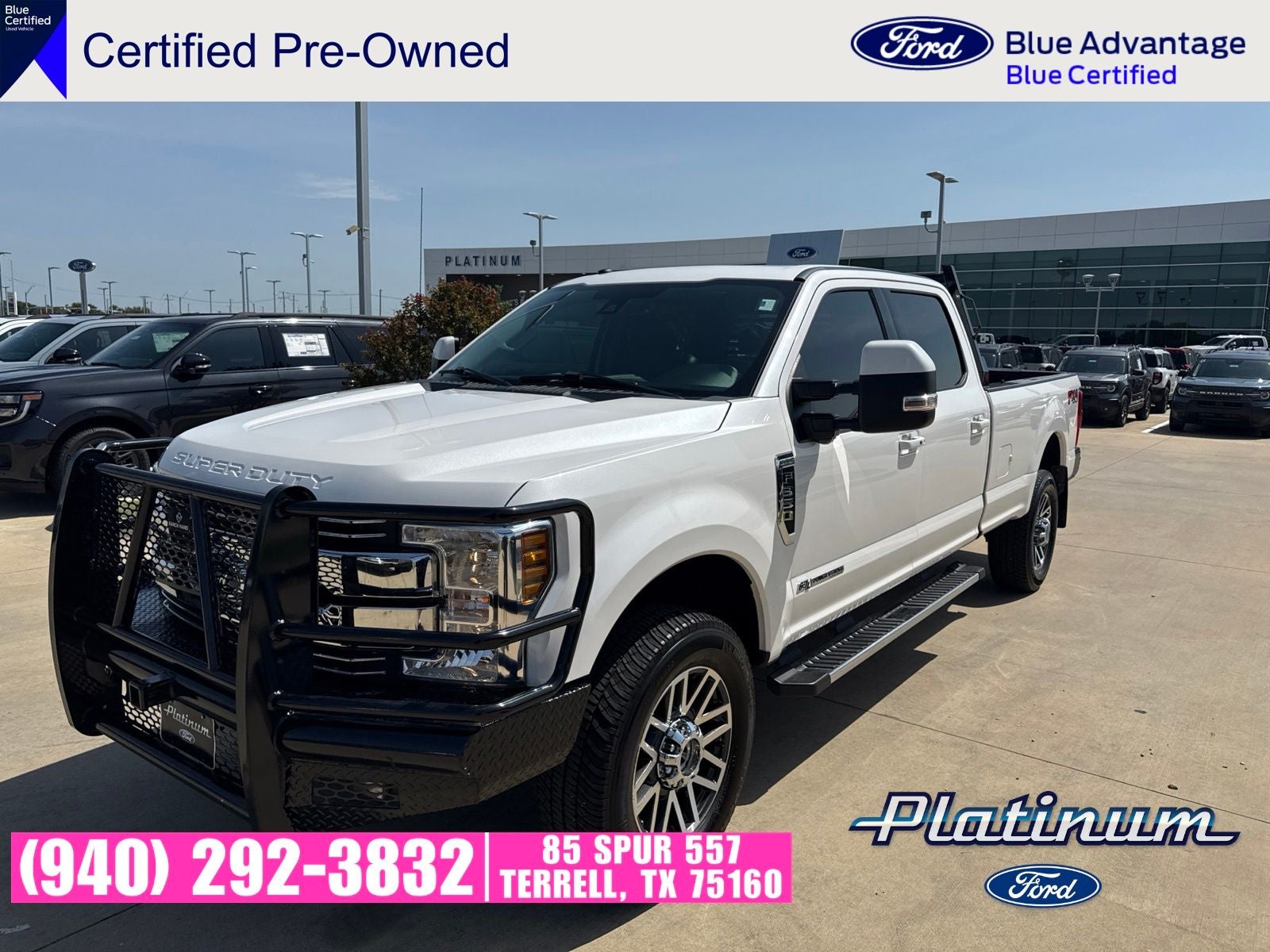 2018 Ford F-350SD Lariat in White Platinum Clearcoat Metallic — front three-quarter view
