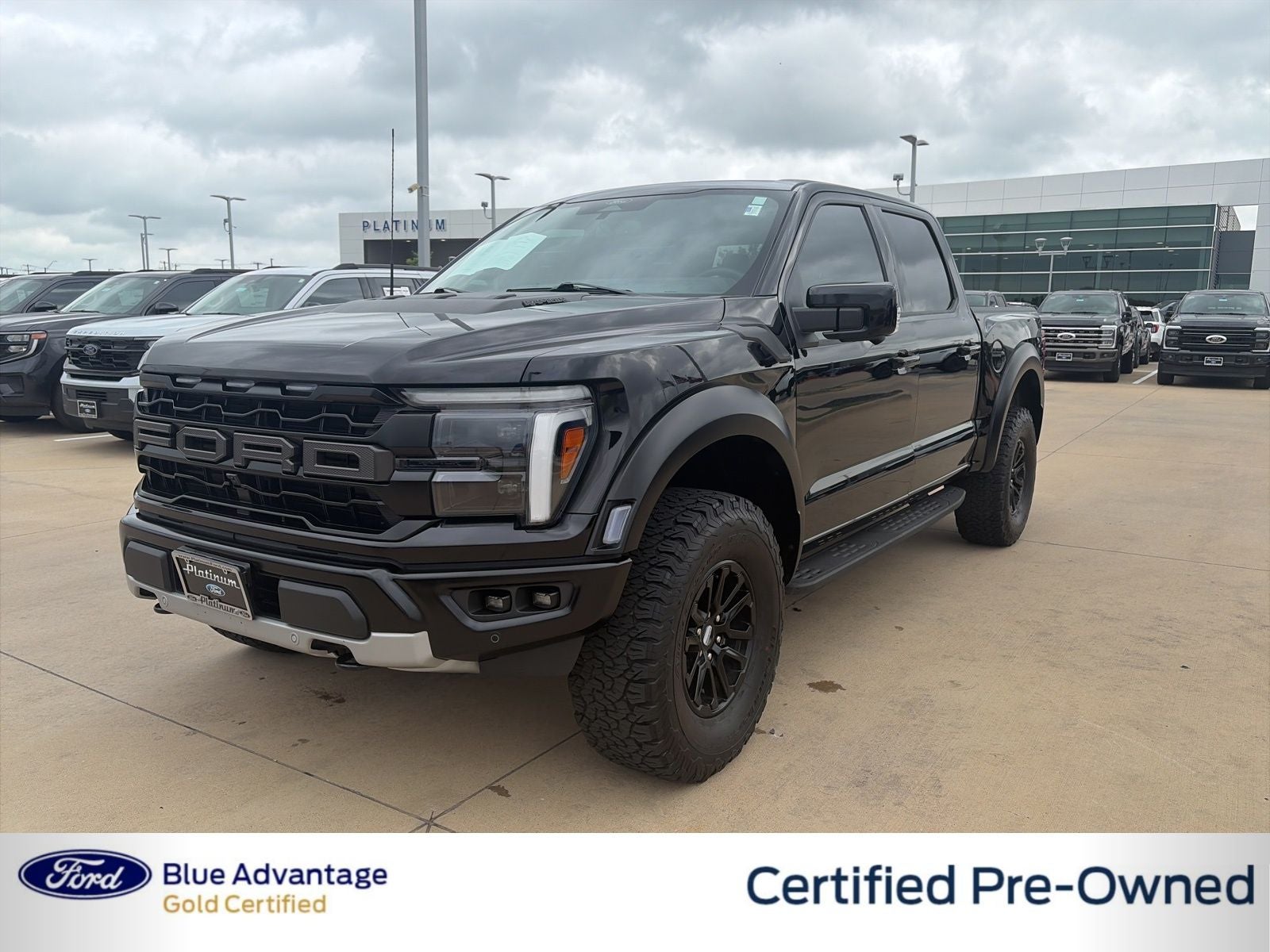 2025 Ford F-150 Raptor in Agate Black Metallic — front three-quarter view