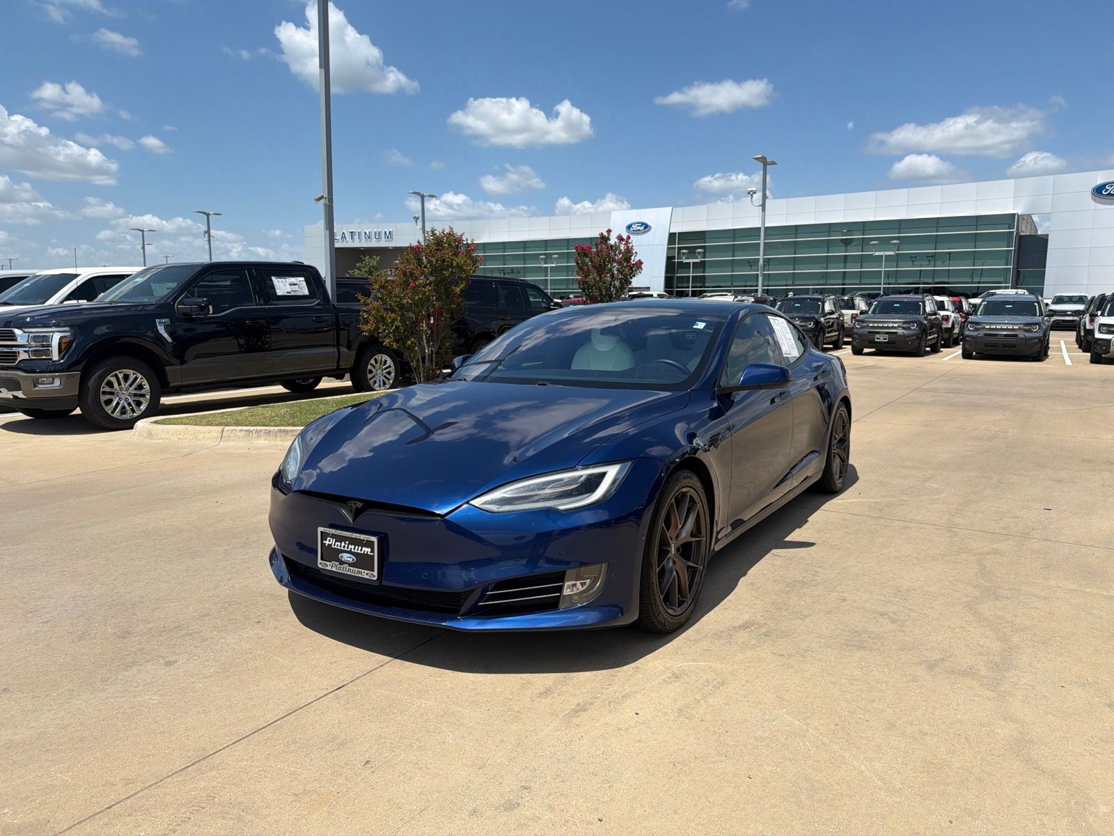 2020 Tesla Model S Long Range Plus in Blue — front three-quarter view